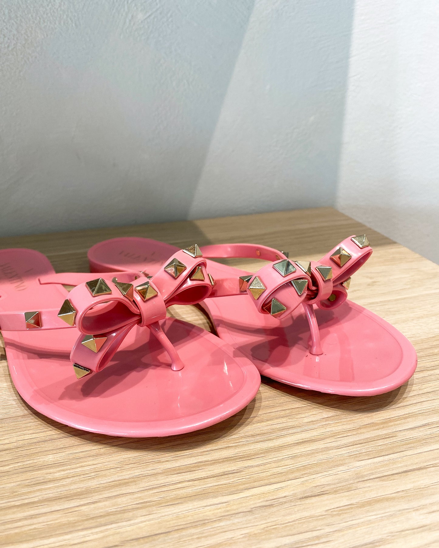 Valentino Rockstud PVC Bow Thong Flat