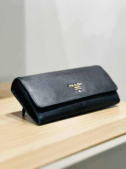 Prada Logo-Plaque Continental Wallet