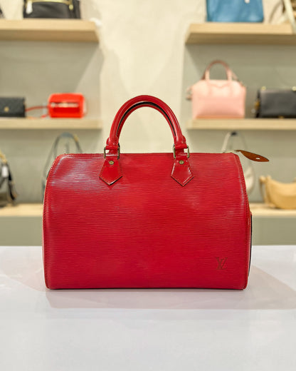 Louis Vuitton Red Epi Speedy 25