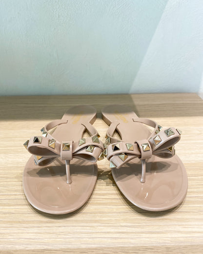 Valentino Rockstud PVC Bow Thong Flat