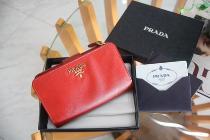 Prada Saffiano Leather Zippy Wallet, Red - Élysée