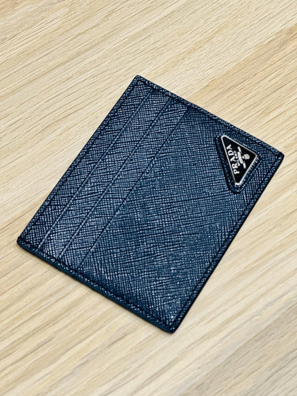 Prada Vitello Micro Grain Triangle Logo Cardholder Wallet - Élysée